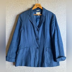 Talbots Blazer Women’s Size 14 Linen Blue Jacket